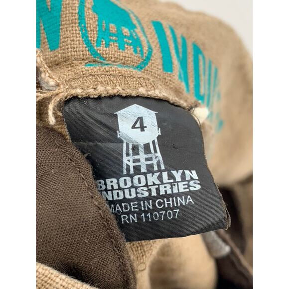 BROOKLYN INDUSTRIES Women's Tan Button-Detail Relaxed-Fit Wide-Leg Pants SZ 4 - Picture 8 of 11